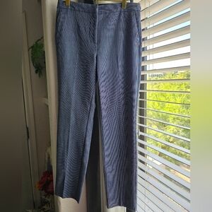 Zara Women's Ankle Back Stretch Pants in Navy Texture With Pockets Medium